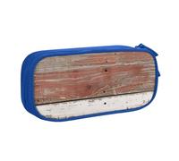 JKLQWC Trousse à crayons rustique en bois avec imprimé de vieille grange mignonne avec fermeture éclair pour bureau, école, adolescent, fille, garçon, adulte, noir, bleu, Taille unique, Cartable
