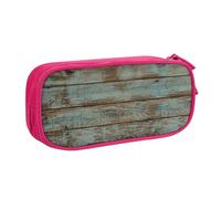 JKLQWC Trousse à crayons rustique en bois avec imprimé de vieille grange mignonne avec fermeture éclair pour bureau, école, adolescent, fille, garçon, adulte, noir, rose, One Size, Cartable