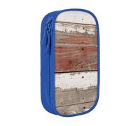 JKLQWC Trousse à crayons rustique en bois imprimé vieille grange mignonne grande trousse de rangement portable pour bureau, école, adolescent, fille, garçon, adulte, noir, bleu, Taille unique,
