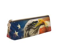 JKLQWC Trousse à crayons triangulaire avec fermeture éclair - Organiseur en cuir léger pour l'école, le bureau, les voyages, le maquillage, Art de l'aigle drapeau des États-Unis, Taille unique
