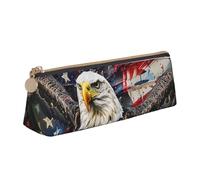 JKLQWC Trousse à crayons triangulaire avec fermeture éclair - Organiseur en cuir léger pour l'école, le bureau, les voyages, le maquillage, Aigle drapeau des États-Unis, Taille unique, Cartable