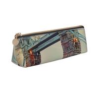 JKLQWC Trousse à crayons triangulaire avec fermeture éclair - Organiseur en cuir léger pour l'école, le bureau, les voyages, le maquillage, Historique Old Bridge de Londres, Taille unique, Cartable