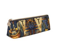 JKLQWC Trousse à crayons triangulaire avec fermeture éclair - Organiseur léger en cuir pour l'école, le bureau, les voyages, le maquillage, Série Égypte Ancienne Tribe, Taille unique, Cartable