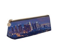 JKLQWC Trousse à crayons triangulaire avec fermeture éclair - Texture marbre - En cuir léger - Pour l'école, le bureau, les voyages, le maquillage, Los Angeles Skyline, Taille unique, Cartable