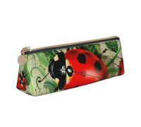 JKLQWC Trousse à crayons triangulaire colorée avec fermeture éclair - Organiseur en cuir léger pour l'école, le bureau, les voyages, le maquillage, Coccinelle - Rouge, Taille unique, Cartable