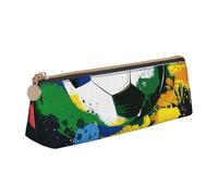 JKLQWC Trousse à crayons triangulaire colorée avec fermeture éclair - Organiseur léger en cuir pour l'école, le bureau, les voyages, le maquillage, Ballon de football coloré., Taille unique, Cartable