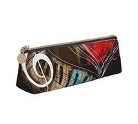 JKLQWC Trousse à crayons triangulaire imprimée avec fermeture éclair - Organiseur en cuir léger pour l'école, le bureau, les voyages, le maquillage, Amour et musique aigus, Taille unique, Cartable