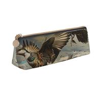 JKLQWC Trousse à crayons triangulaire imprimée Merry Christmas Art avec fermeture éclair - Organiseur en cuir léger pour l'école, le bureau, les voyages, le maquillage, Hunting Flying Wild, Taille