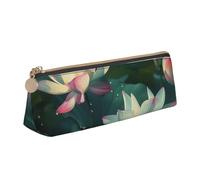 JKLQWC Trousse à crayons triangulaire imprimée Merry Christmas Art avec fermeture éclair - Organiseur en cuir léger pour l'école, le bureau, les voyages, le maquillage, Fleurs qui fleurissent sous la