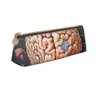 JKLQWC Trousse à crayons triangulaire imprimée moderne du milieu du siècle avec fermeture éclair - Organiseur en cuir léger pour l'école, le bureau, les voyages, le maquillage, Cerveau humain., Taille