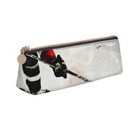 JKLQWC Trousse à crayons triangulaire imprimée moderne du milieu du siècle avec fermeture éclair - Organiseur en cuir léger pour l'école, le bureau, les voyages, le maquillage, Art de hockey sur glace