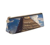 JKLQWC Trousse à crayons triangulaire romantique avec fermeture éclair - Organiseur en cuir léger pour l'école, le bureau, les voyages, le maquillage, Pyramides d'Égypte., Taille unique, Cartable
