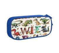 JKLQWC Trousse élégante d'apprentissage des lettres de l'alphabet avec dinosaures imprimés - Jolie boîte à crayons avec fermeture éclair - Boîte de rangement pour bureau, école, adolescent, fille,