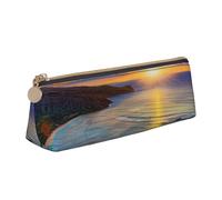 JKLQWC Wild Deer Trousse à crayons triangulaire avec fermeture éclair - Organiseur en cuir léger pour l'école, le bureau, les voyages, le maquillage, Sunrise Over Hanauma Bay Oahu Hawaii, Taille