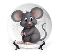 JKLQWH Assiette décorative en porcelaine anglaise de 15,2 cm avec support de présentation, animaux gris, ornement en céramique fait à la main pour la maison, le bureau, la décoration murale