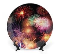 JKLQWH Assiette décorative en porcelaine anglaise de 20,3 cm avec support de présentation, beau feu d'artifice fait à la main, décoration murale pour la maison et le bureau