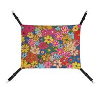 JKLQWH Hamac pour chat, avec imprimé floral lumineux, tapis d'extérieur doux lavable pour chat, hamac pour animal domestique, lit réglable, avec sangles réglables et crochets en métal, pour chats,