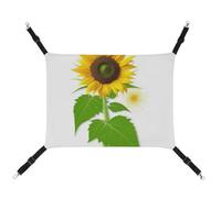 JKLQWH Hamac pour chat, avec imprimé tournesol et mauvaises herbes, tapis d'extérieur doux lavable pour chat, hamac pour animal domestique, lit réglable, avec sangles réglables et crochets en métal,