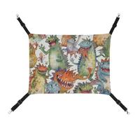 JKLQWH Hamac pour chat, avec monstres colorés chaotiques imprimés, tapis d'extérieur doux lavable pour chat, hamac pour animal domestique, lit réglable, avec sangles réglables et crochets en métal,