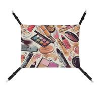 JKLQWH Hamac pour chat, avec motif imprimé sur le thème du maquillage, tapis d'extérieur doux lavable pour chat, hamac pour animal domestique, lit réglable, avec sangles réglables et crochets en