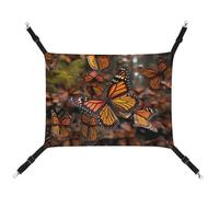 JKLQWH Hamac pour chat, avec papillons monarques imprimés, tapis d'extérieur doux lavable pour chat, hamac pour animal domestique, lit réglable, avec sangles réglables et crochets en métal, pour