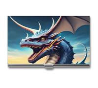 JKLQWH Porte-cartes de visite, organiseur de cartes de visite, avec imprimé dragon rugissant pour homme ou femme, porte-cartes fin en métal, blocage RFID, étui pour cartes de visite, Dragon rugissant,