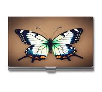 JKLQWH Porte-cartes de visite, organiseur de cartes de visite, avec joli petit papillon imprimé, porte-cartes pour homme ou femme, porte-cartes fin en métal, étui pour cartes de visite avec blocage