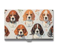 JKLQWH Porte-cartes de visite, organiseur de cartes de visite, avec motifs Beagle imprimés, porte-cartes pour homme ou femme, porte-cartes fin en métal, blocage RFID, Beagle Patterns, Taille unique