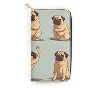 JKLQWH Portefeuille de yoga long et fin avec fermeture éclair pour femme, motif carlin, 19,7 x 10,5 cm, Carlin de yoga, 19.7x10.5cm