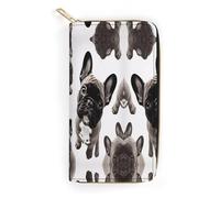 JKLQWH Portefeuille long et fin pour femme avec imprimé bouledogue français, porte-monnaie, pochette à fermeture éclair, pour porte-monnaie terne, bouledogue français, 19,7 x 10,5 cm, minimaliste,