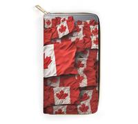 JKLQWH Portefeuille long et fin pour femme avec imprimé drapeau canadien - Porte-monnaie minimaliste avec fermeture éclair - Pour porte-monnaie terne - Drapeau canadien - 19,7 x 10,5 cm, Drapeau du