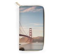 JKLQWH Portefeuille long et fin pour femme avec imprimé Golden Gate Bridgeprinted - Porte-monnaie minimaliste avec fermeture éclair - Pour porte-monnaie terne, Golden Gate Bridge, 19,7 x 10,5 cm,