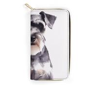 JKLQWH Portefeuille long et fin pour femme avec imprimé schnauzer, porte-cartes minimaliste, pochette à fermeture éclair pour porte-monnaie terne, schnauzer bien élevé, 19,7 x 10,5 cm, Schnauzer bien
