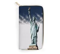 JKLQWH Portefeuille long et fin pour femme avec motif statue de la Liberté - Porte-monnaie minimaliste avec fermeture éclair - Pour porte-monnaie terne - Statue de la Liberté - 19,7 x 10,5 cm, statue