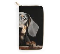 JKLQWH Portefeuille long et fin pour femme avec motif teckel - Portefeuille minimaliste avec fermeture éclair - Pour porte-monnaie terne - Teckel - 19,7 x 10,5 cm, Tapis Teckel, 19.7x10.5cm