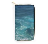 JKLQWH Portefeuille long et fin pour femme - Bleu foncé - Avec porte-cartes - Fermeture éclair - Pour porte-monnaie terne - Bleu profond - 19,7 x 10,5 cm, The Deep Blue Sea, 19.7x10.5cm