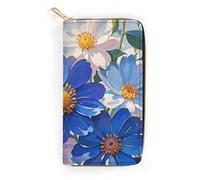 JKLQWH Portefeuille long et fin pour femme - Imprimé fleurs aquarelle vives - Porte-monnaie minimaliste - Fermeture éclair - Pour porte-monnaie terne, fleurs aquarelle vives, 19,7 x 10,5 cm, Fleurs