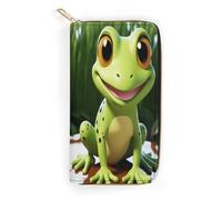 JKLQWH Portefeuille long et fin pour femme - Imprimé grenouille mignonne - Porte-cartes minimaliste - Avec fermeture éclair - Pour porte-monnaie terne - Grenouille mignonne - 19,7 x 10,5 cm, Adorable