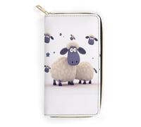 JKLQWH Portefeuille long et fin pour femme - Imprimé mouton - Portefeuille minimaliste avec fermeture éclair - Pour porte-monnaie terne - Mouton - 19,7 x 10,5 cm, mouton, 19.7x10.5cm