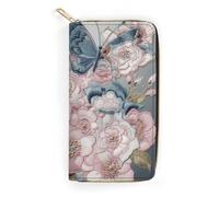 JKLQWH Portefeuille long et fin pour femme - Joli motif papillon - Porte-monnaie minimaliste - Fermeture éclair - Pour porte-monnaie terne - Beau motif papillon - 19,7 x 10,5 cm, Beau motif papillon,