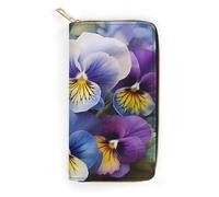 JKLQWH Portefeuille long et fin pour femme - Motif pensée - Avec porte-cartes - Minimaliste - Avec fermeture éclair - Pour porte-monnaie terne - Perfection de pensée - 19,7 x 10,5 cm, Pansy