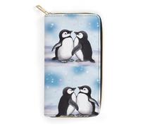 JKLQWH Portefeuille pour femme avec imprimé « I Love Penguins» - Long et fin - Porte-cartes minimaliste - Fermeture éclair - Pour porte-monnaie terne, I Love Penguins, 19,7 x 10,5 cm, I Love Penguins,