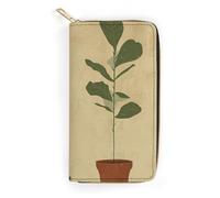 JKLQWH Portefeuille pour femme avec imprimé plante en pot et femme - Étui long et fin avec porte-cartes - Portefeuille minimaliste à fermeture éclair pour porte-monnaie terne, plante en pot et femme,