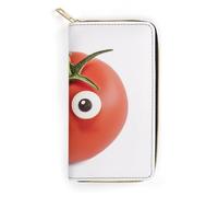 JKLQWH Portefeuille pour femme avec inscription « Smile Succulents I Love You from My Head » - Imprimé tomates - Long et fin - Porte-cartes minimaliste - Avec fermeture éclair - Pour porte-monnaie
