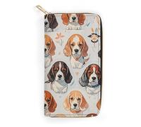 JKLQWH Portefeuille pour femme - Motif Beagle - Long et fin - Porte-cartes minimaliste - Fermeture éclair - Pour porte-monnaie terne - 19,7 x 10,5 cm, Beagle Patterns, 19.7x10.5cm