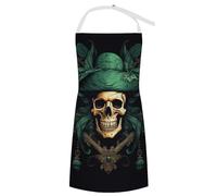 JKLQWH Tablier de cuisine réglable avec grande poche pour homme et femme Motif tête de mort pirate, Crâne pirate, 32*28 in