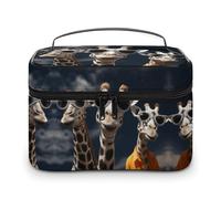 JKLQWH Trousse de maquillage avec trois girafes portant des lunettes de soleil imprimées, grande capacité, trousse de maquillage de voyage pour cosmétiques, rangement vertical, organiseur de produits