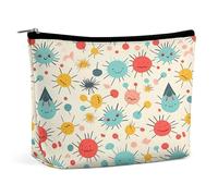 JKLQWH Trousse de maquillage en cuir imperméable pour femme avec joli motif ouvert et plat, pochette portable avec fermeture éclair, étui de rangement de maquillage pour accessoires de voyage, motif
