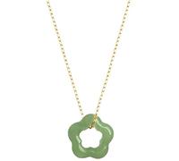 jklymm Collier en jade naturel creux sculpté en forme de fleur - Collier ras du cou délicat - Bijoux chinois en jade vert pour homme et femme, One Size, Comme décrit, Comme décrit.