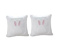 jklymm Lot de 2 housses de coussin décoratives en forme de lapins en peluche pour canapé, voiture, bureau ou taie d'oreiller cadeau